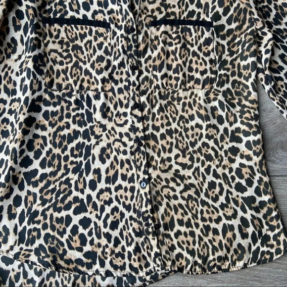 Zara  Leopard Print Button Down Blouse - Picture 7 of 16